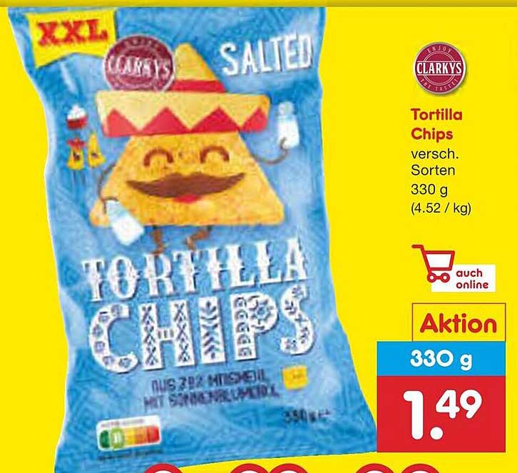 Clarky's Tortilla Chips 330 g - Aktion