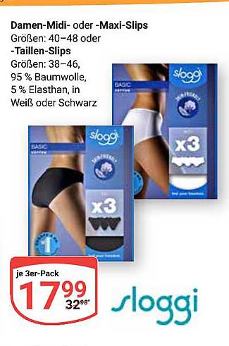Damen-Midi- oder Maxi-Slips 3er-Pack von Sloggi