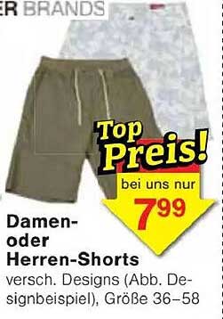 Damen- oder Herren-Shorts in verschiedenen Designs