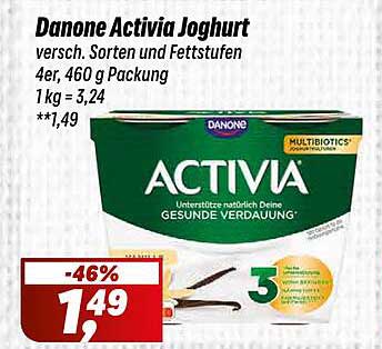 Danone Activia Joghurt 4er Pack, 460 g – Jetzt nur 1,49 €