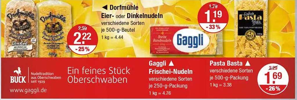 Dorfmühle Eier- oder Dinkelnudeln 500-g-Beutel