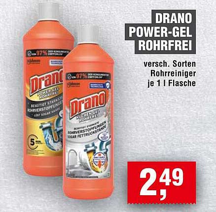DRANO POWER-GEL ROHRFREI - verschiedene Sorten Rohrreiniger je 1 l Flasche