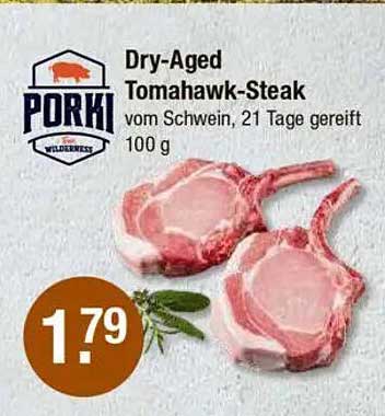 Dry-Aged Tomahawk-Steak vom Schwein, 21 Tage gereift