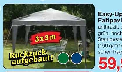 Easy-Up Faltpavillon 3x3m in anthrazit und grün