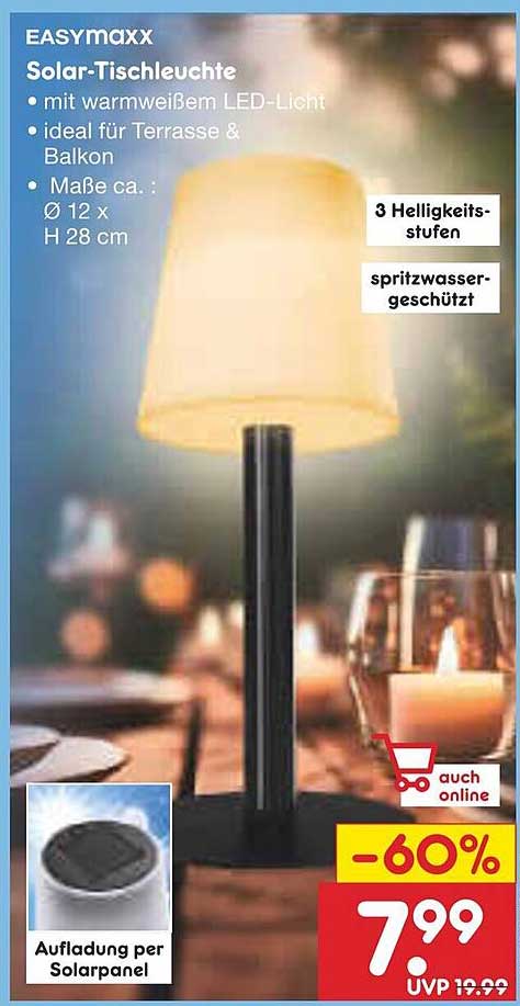 EASYMAXX Solar-Tischleuchte