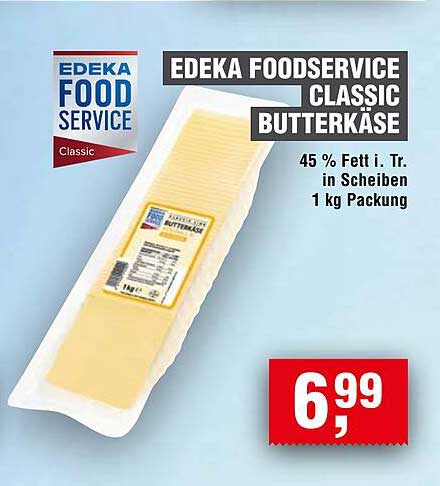 EDEKA FOODSERVICE CLASSIC BUTTERKÄSE 45 % Fett i. Tr. in Scheiben 1 kg Packung