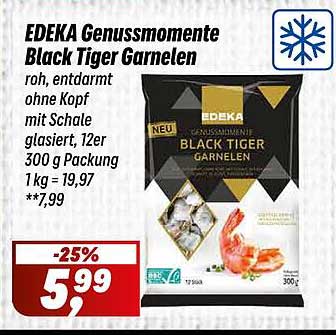 EDEKA Genussmomente Black Tiger Garnelen 300 g Packung