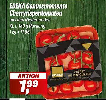 EDEKA Genussmomente Cherry-Rispentomaten aus den Niederlanden 180 g Packung