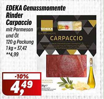 EDEKA Genussmomente Rinder Carpaccio mit Parmesan und Öl