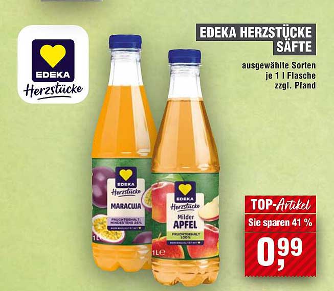 EDEKA HERZSTÜCKE Säfte - ausgewählte Sorten je 1 L Flasche zzgl. Pfand