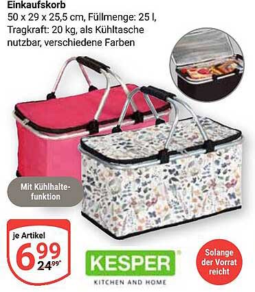 Einkaufskorb mit Kühlhaltefunktion