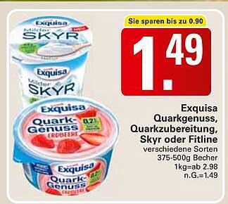 Exquisa Quarkgenuss, Quarkzubereitung, Skyr oder Fitline - verschiedene Sorten 375-500g Becher