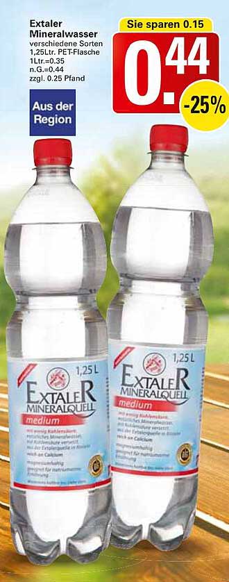 Extaler Mineralwasser 1,25 L PET-Flasche