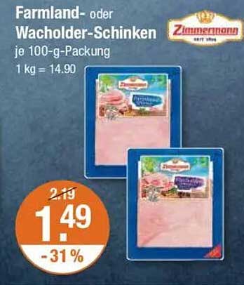 Farmland- oder Wacholder-Schinken je 100-g-Packung