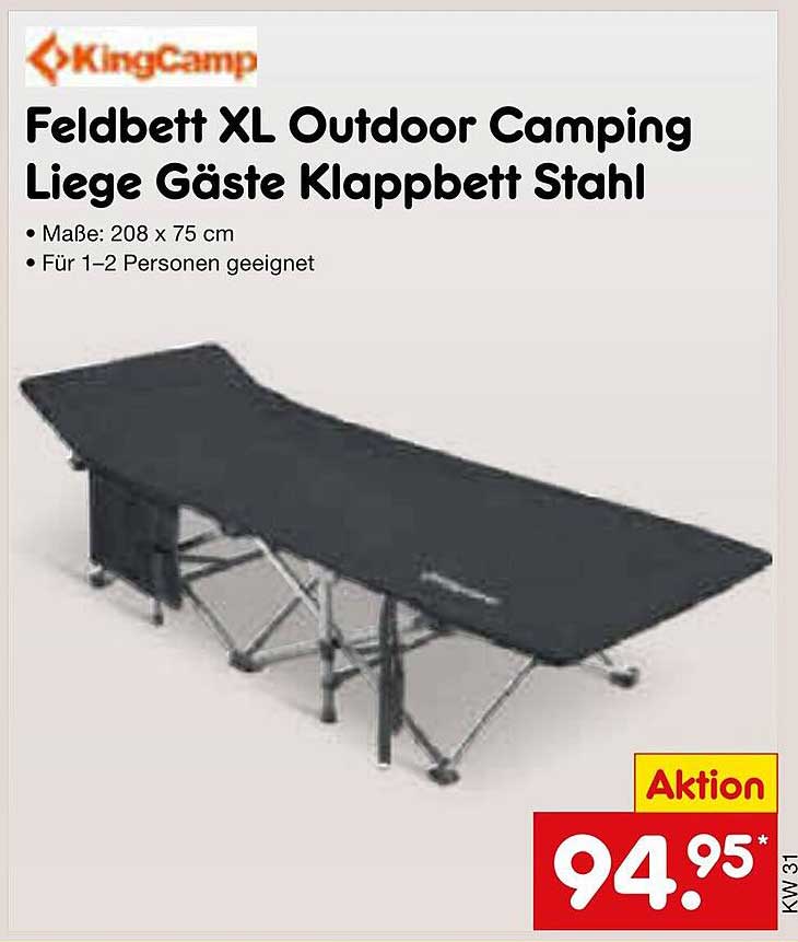 Feldbett XL Outdoor Camping Liege Gäste Klappbett Stahl