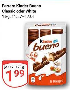 Ferrero Kinder Bueno Classic oder White 6 Riegel