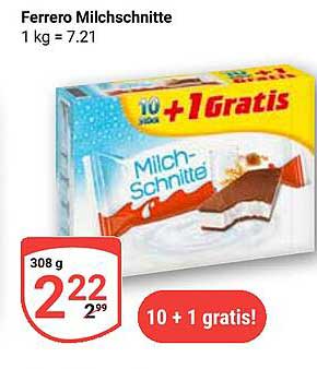 Ferrero Milch-Schnitte - 10 Stück + 1 Gratis!