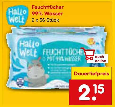 Feuchtücher 99% Wasser 2 x 56 Stück