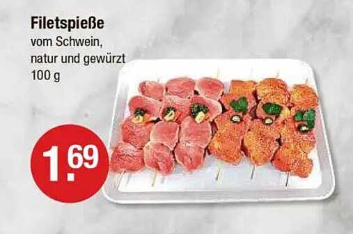 Filetspieße vom Schwein, natur und gewürzt