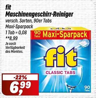 fit Maschinen Geschirr-Reiniger Maxi-Sparpack – 90 Tabs