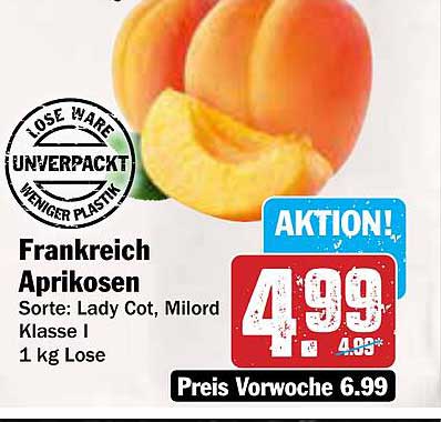 Frankreich Aprikosen Sorte: Lady Cot, Milord Klasse I 1 kg Lose