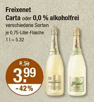 Freixenet Carta oder 0,0 % alkoholfrei, verschiedene Sorten 0,75-Liter-Flasche