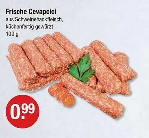 Frische Cevapcici aus Schweinehackfleisch, küchenfertig gewürzt - 100 g