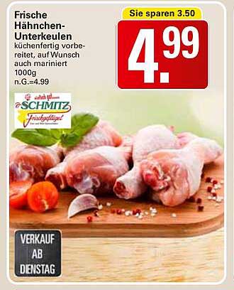 Frische Hähnchen-Unterkeulen küchenfertig zubereitet