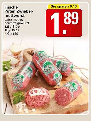 Frische Putensalami mit Zwiebeln, 125g Stück