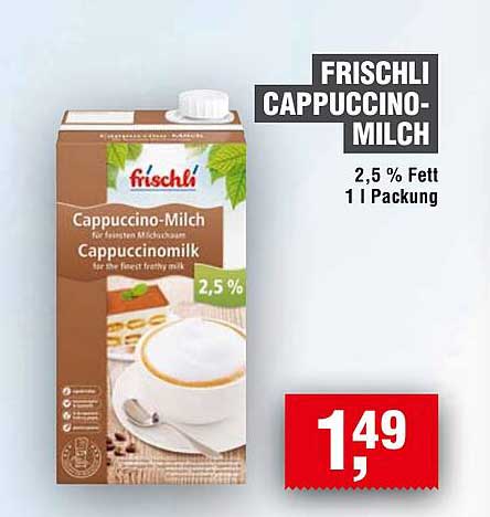 Frischli Cappuccino-Milch 2,5 % Fett 1 l