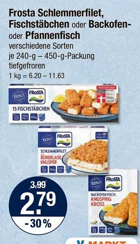 Frosta Schlemmerfilet, Fischstäbchen oder Backofen- oder Pfannenfisch - verschiedene Sorten