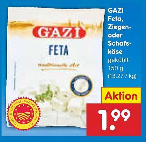 GAZI Feta, Ziegen- oder Schafskäse, 150 g