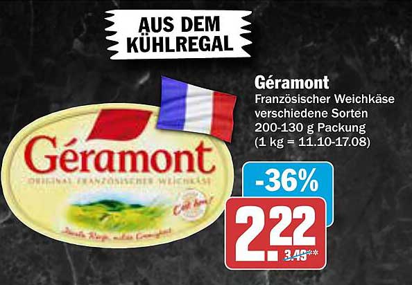 Géramont Französischer Weichkäse verschiedene Sorten 200-130 g Packung