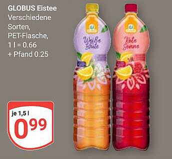 GLOBUS Eistee Verschiedene Sorten, PET-Flasche, 1,5 l für nur 0,99 €
