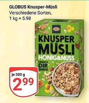 GLOBUS Knusper-Müsli Honig & Nuss 500 g