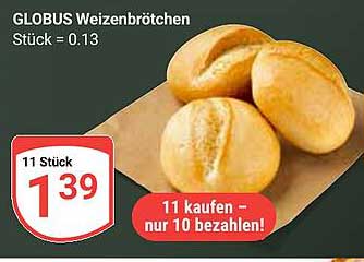 GLOBUS Weizenbrötchen – 11 Stück für nur 1,39€!