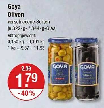 Goya Oliven verschiedene Sorten je 322-g- / 344-g-Glas