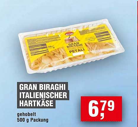 GRAN BIRAGHI ITALIENISCHER HARTKÄSE - gehobelt 500 g Packung