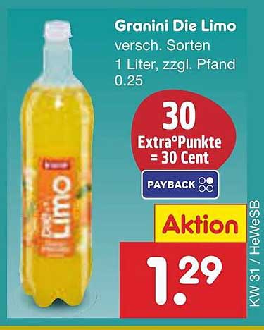 Granini Die Limo – verschiedene Sorten 1 Liter für nur 1,29 €