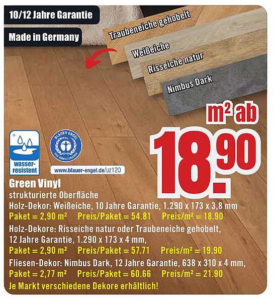 Green Vinyl mit strukturierten Oberflächen
