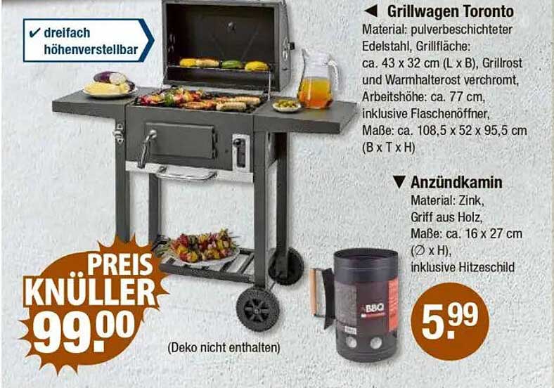 Grillwagen Toronto mit Anzündkamin