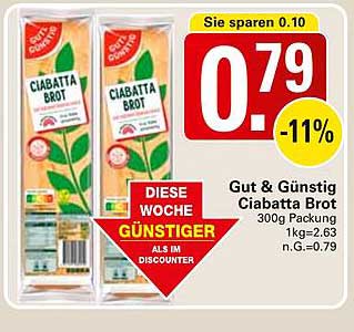 Gut & Günstig Ciabatta Brot 300g Packung
