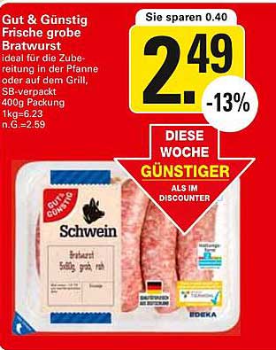 Gut & Günstig Frische große Bratwurst
