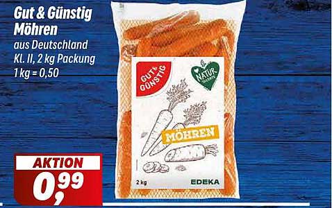 Gut & Günstig Möhren aus Deutschland, 2 kg Packung