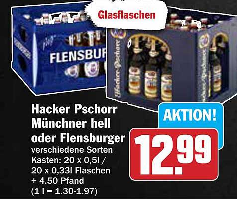 Hacker Pschorr Münchner hell oder Flensburger – Aktionspreis!
