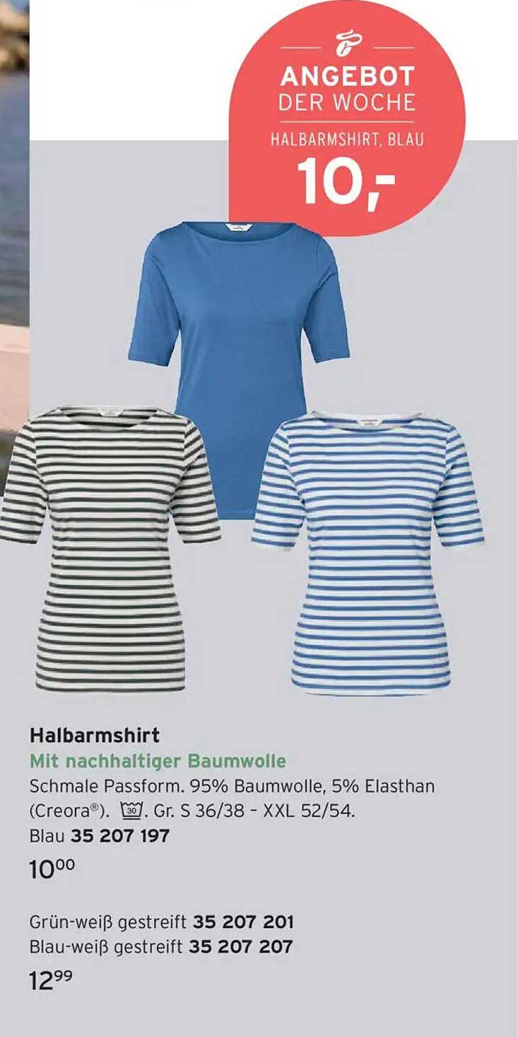 Halbarmshirt in Blau mit nachhaltiger Baumwolle