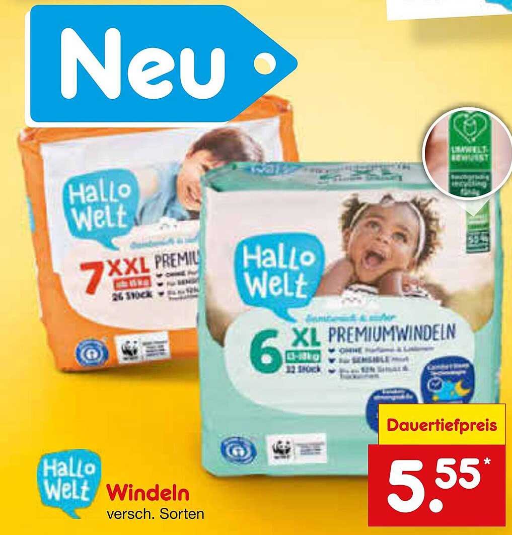 Hallo Welt Premiumwindeln 6 XL und 7 XXL - wechselnde Sorten