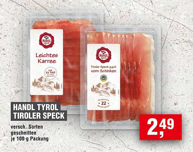 HANDL TYROL TIROLER SPECK - versch. Sorten geschnitten je 100 g Packung