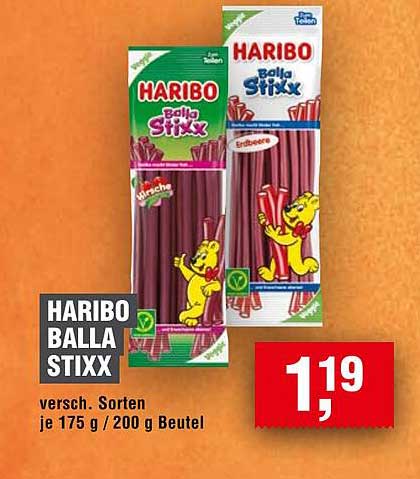 HARIBO Balla Stixx - verschiedene Sorten, je 175 g / 200 g Beutel