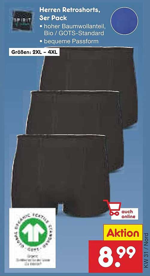 Herren Retros Shorts, 3er Pack